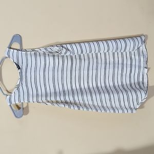 Who What where Size Large Black and white striped tank button